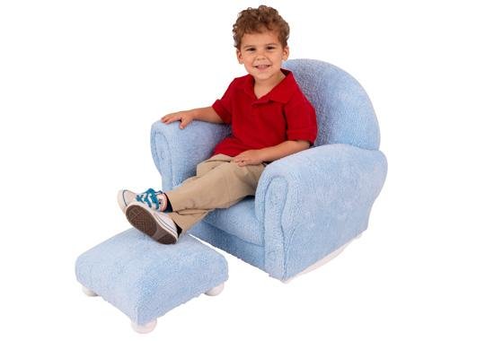 KidKraft Powder Blue Chenille Upholstered Rocker & Otto