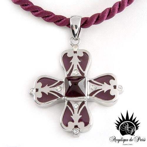 Genuine Topazes and Purple Resin Necklace