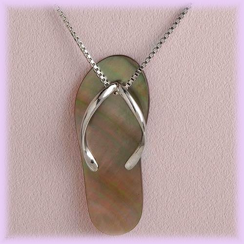 Genuine Mother of Pearl Flip Flop Necklace
