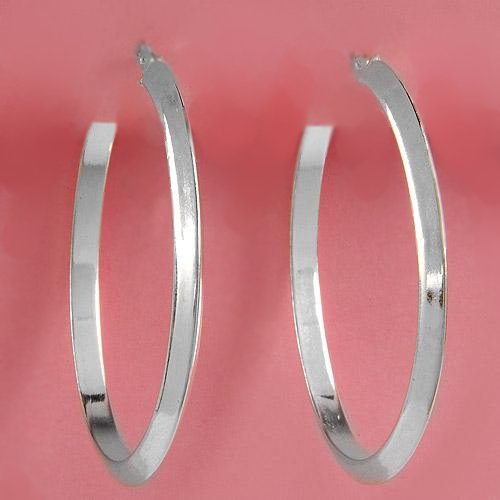 Italian Bevel Oval Hoop Earrings