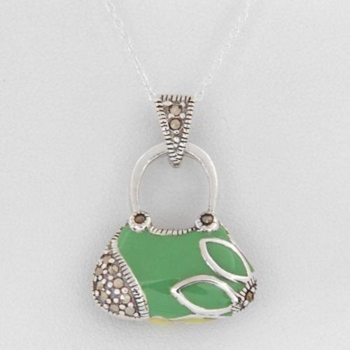 Elegant Light Green-Dark Green Two Tone Purse Necklace-Style 1