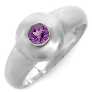 Modern Sterling Silver Lady's Ring with Genuine Amethyst