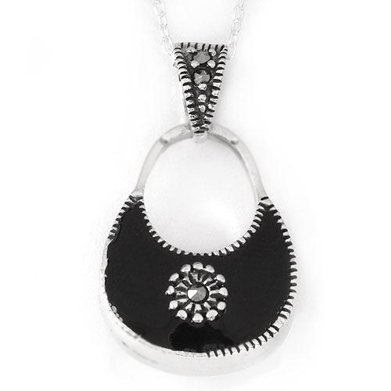 Elegant White and Black Two Tone Purse Necklace-Style 2