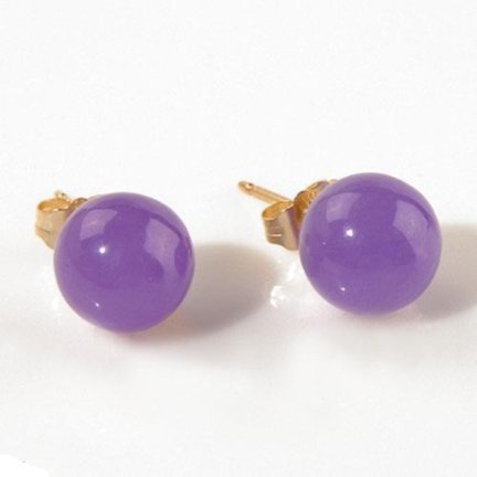 Classic Genuine Jade post Earrings with 14k Gold-Style 2