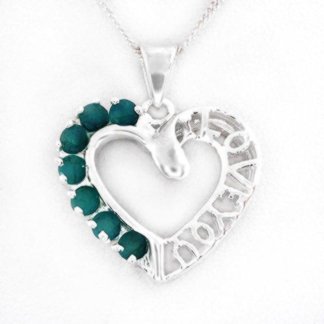 Heart Shaped Necklace with Genuine Emeralds