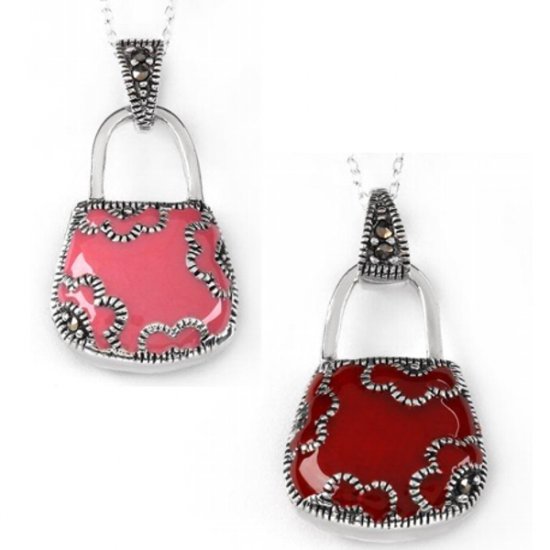 Elegant Pink and Red Two Tone Purse Necklace-Style 3