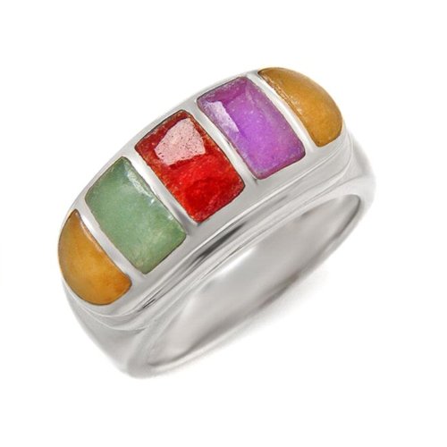 Pleasant Lady's Ring with Genuine Jades