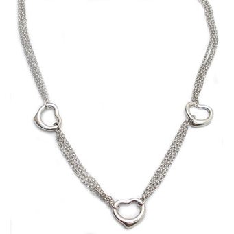 Double Stranded Sterling Silver Heart Necklace