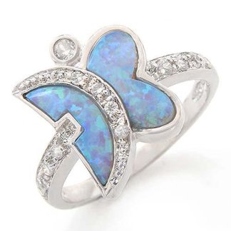 Stylish and Beautiful Lady's Ring with CR Opals and Cubic Zirconia