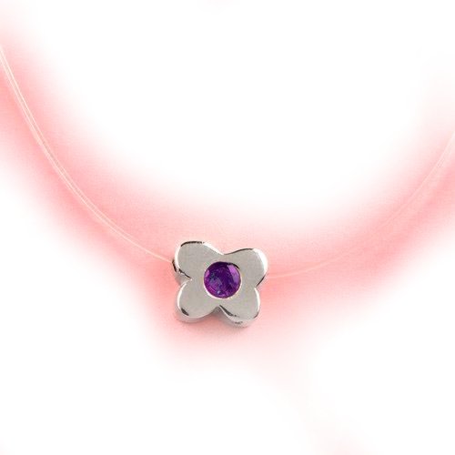 Sterling Silver Flower Necklace with Amethyst