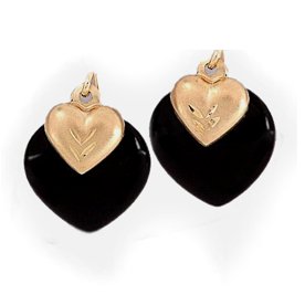 Genuine Onyx Earrings in Solid 14k Gold