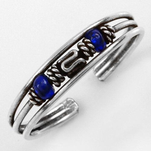 Genuine Blue Crystals Lady's Adjustable Size Ring