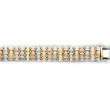 3 Tone Woven Style Lady's Bracelet in Italian Gold (Style-1)