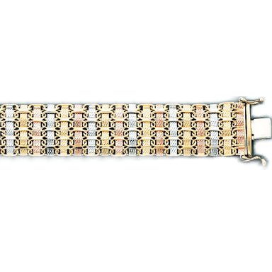 3 Tone Woven Style Ladys Bracelet in Italian Gold (Style-2)