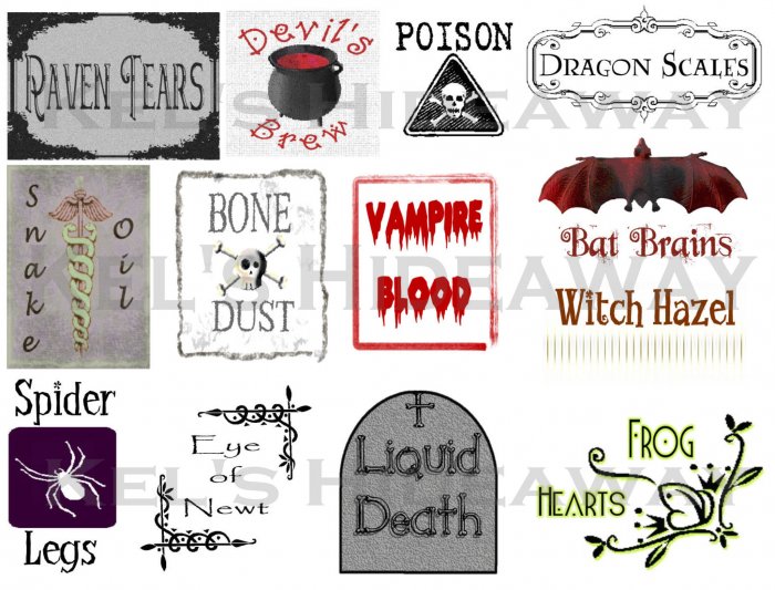 13 HALLOWEEN Witch Theme Party POTION Labels Stickers