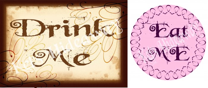 ALICE in WONDERLAND Theme Party Drink LaBeLs StiCKerS