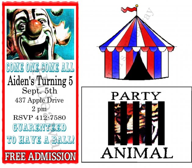 Custom CARNIVAL CirCuS Party Ticket INVITATIONS Uprint