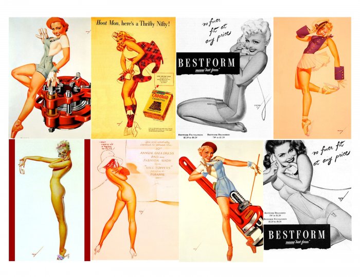 8 George PETTY Vintage PIN UP Girls Toolbox Magnets