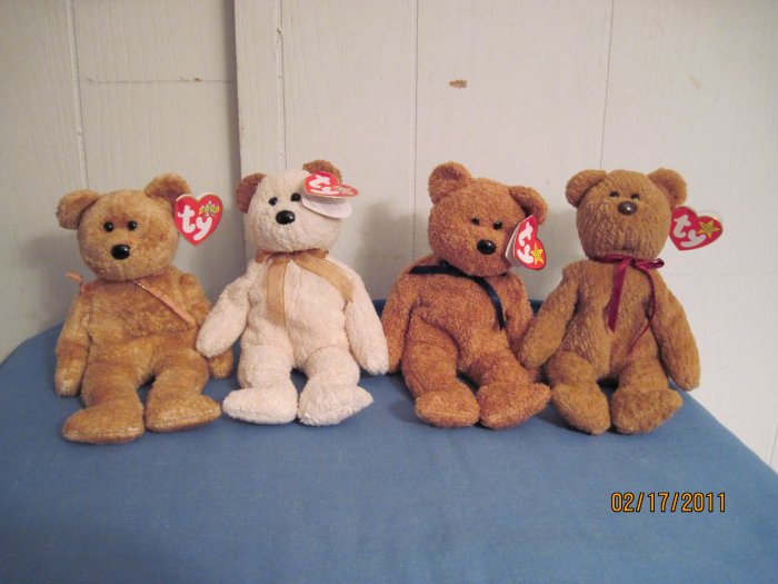 Beanie Babies Curly,Fuzz, Cashew, Huggy