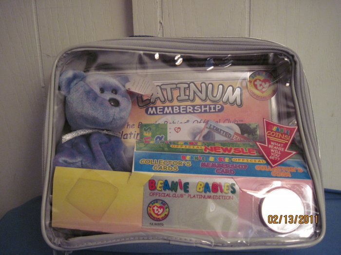 Beanie Baby Platinum bear with case