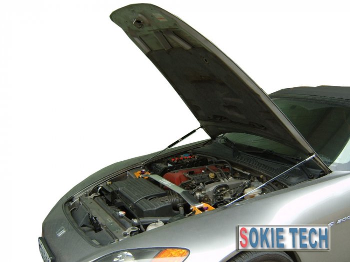 92~00 Honda Del Sol Silver Carbon Hood Damper Lifter b6