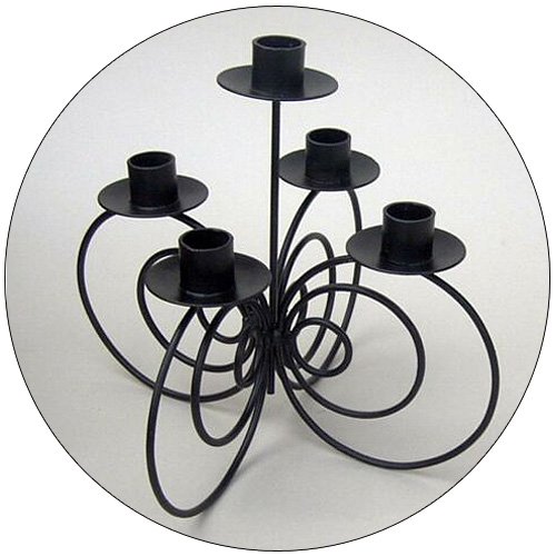 Candle Stand - Iron Black Tabletop - 10 Inch - 5 Light
