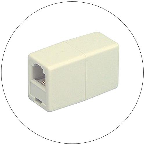 In-line Telephone Line Cord Coupler for RJ11 and RJ12 Jacks - White