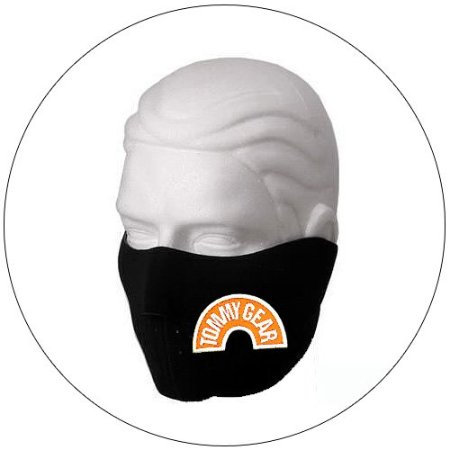 Half Face Ski Mask - "Tommy Gear" Black w/ Orange Glow-N-Dark - Hiking, Running, Cycling, etc.