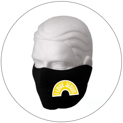 Half Face Ski Mask - "I Love Jesus" Black w/ Yellow Glow-N-Dark - Hiking, Running, Cycling, etc.