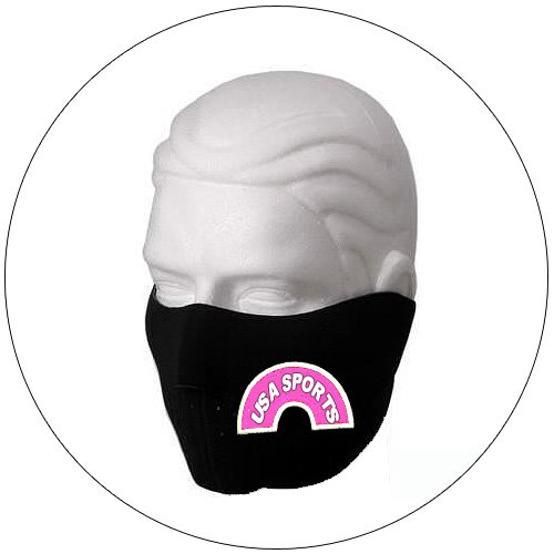 Half Face Ski Mask - "USA Sports" - Black w/ Pink Glow-N-Dark - Hiking, Running, Cycling, etc.
