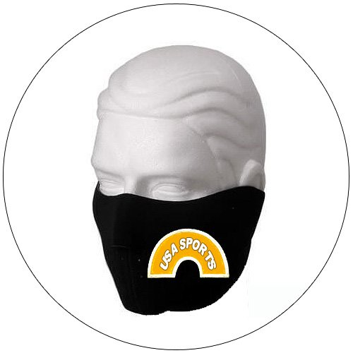 Half Face Ski Mask - "USA Sports" - Black w/ Orange Glow-N-Dark - Hiking, Running, Cycling, etc.