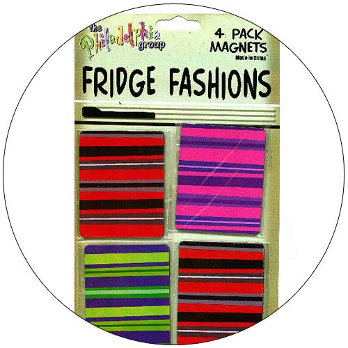Fridge Fashions - Colorful Retro Stripes - 4 Pack Magnets