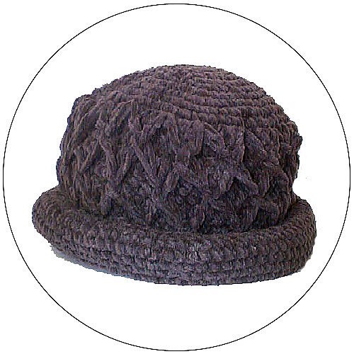 Women's Roll Brim Chenille Hat w/ Design - Dark Gray