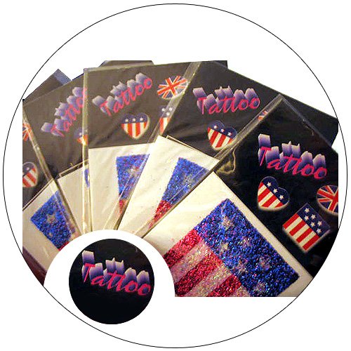 Glitter Tattoo - Patriotic USA Flag - Removable - Pack of 5
