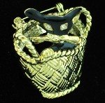 Black Enamel Kitty Trembler in a Woven Basket BRO2053