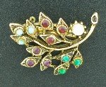 Antiqued Gold Tone Multi Colored Leaf Brooch BRO2100