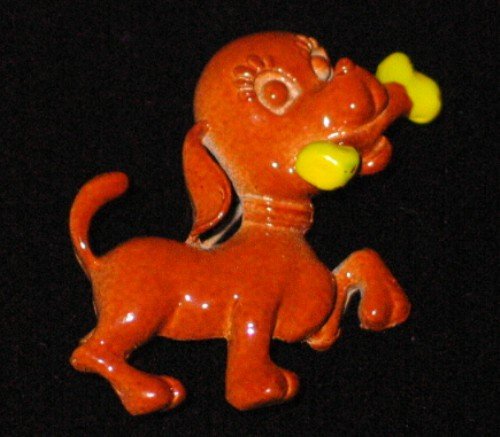 Charming Brown Puppy Figural Brooch BRO2044