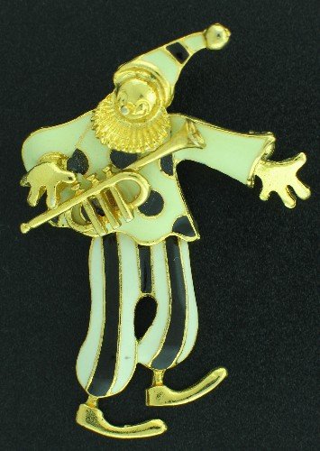 Black and White Enameled Clown BRO2116
