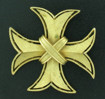 Trifari Maltese Cross Brooch or Pendant in Gold Tone