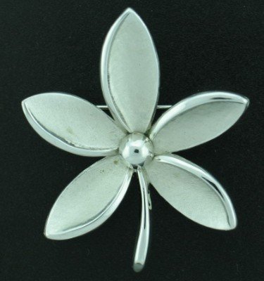 Trifari Silver Tone Flower Brooch