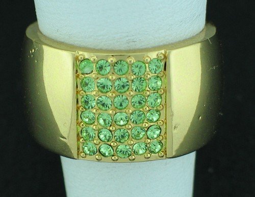 Napier Wide Apple Green Rhinestone Ring Rin2003
