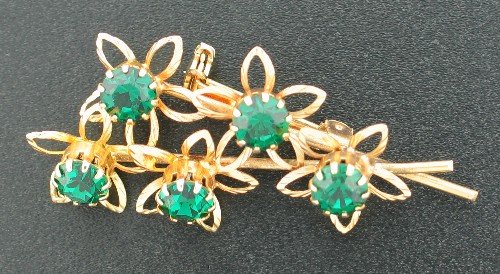 Emerald Green Rhinestone Posey Brooch Bro2025