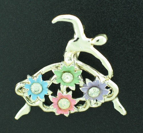 Vintage Flowing Ballerina with Floral Skirt and Rhinestone Bro2081