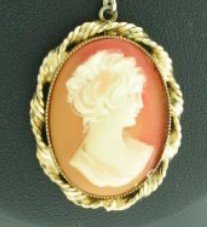 Cameo Set in Twisted Gold Tone Frame on Necklace Nec2088