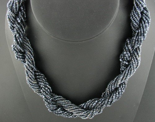 Lustrous Black Torsade Necklace Nec1040bc