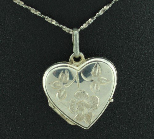 Italy 925 Diamond Cut Chain and Heart Locket Pendant Nec1025bc