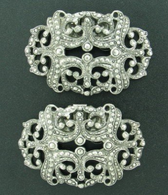 Vintage Musi Silver Tone Shoe Clips with Ornate Design Mis2003