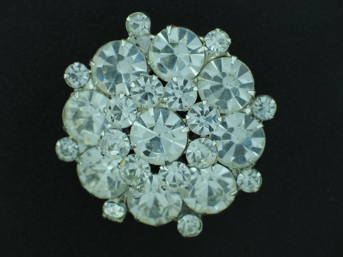 Layered Round Clear Rhinestone Brooch Bro2094