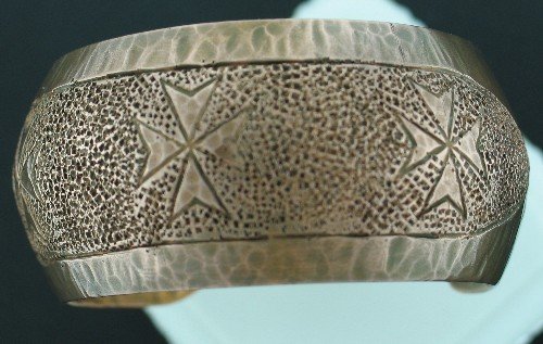 Malta Sterling Copper Coated Wide Stamped Cuff Bracelet Bra1009bc