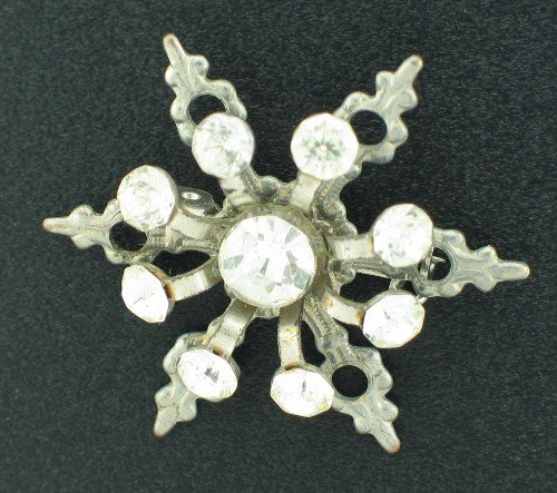 Vintage Rhinestone and Silver Tone Snowflake Brooch Bro2078